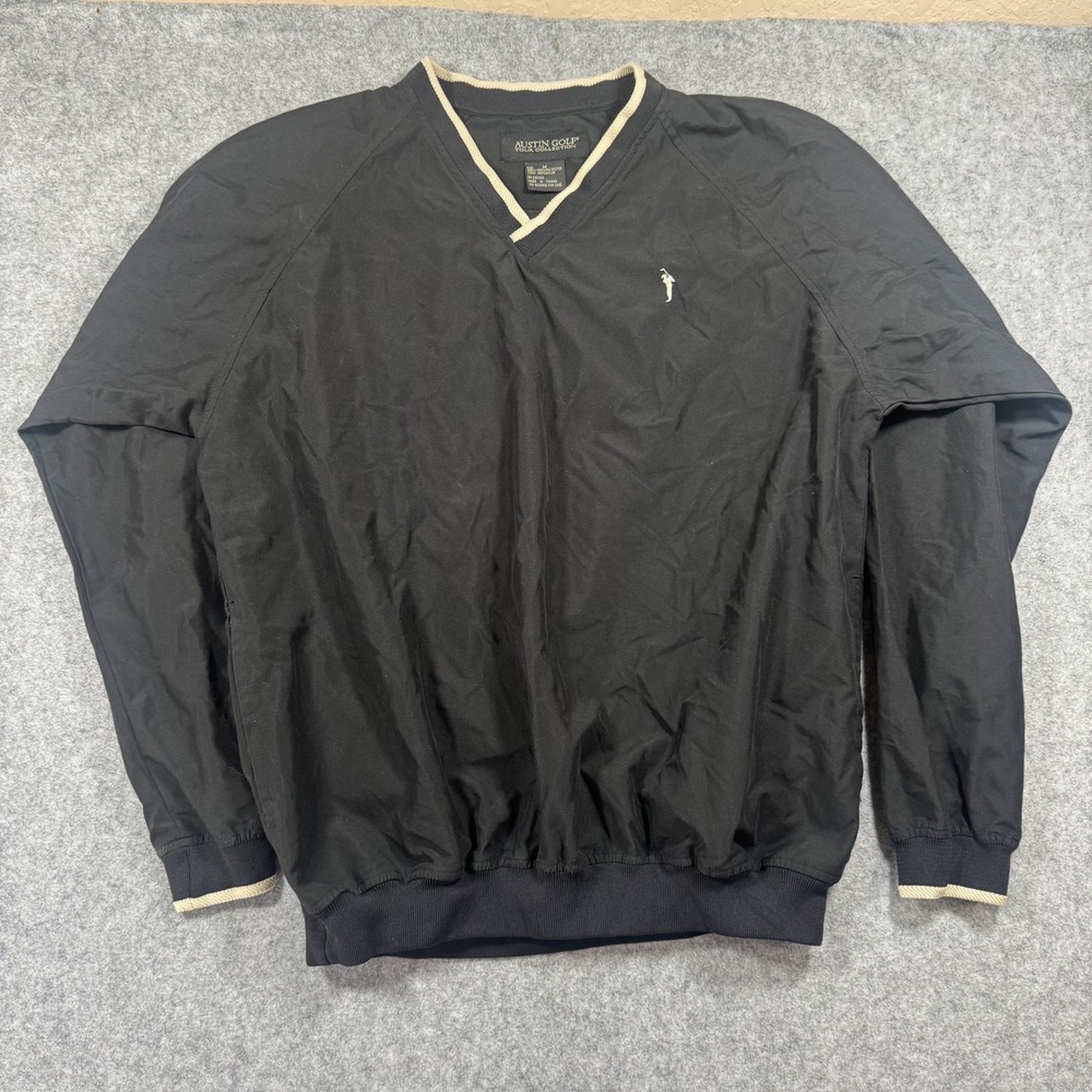 Austin Golf Tour Collection V-Neck Windbreaker Medium Black Lightweight Pullover